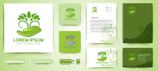 Vecteur gratuit leaf tree care logo et business branding template designs inspiration isolé sur fond blanc