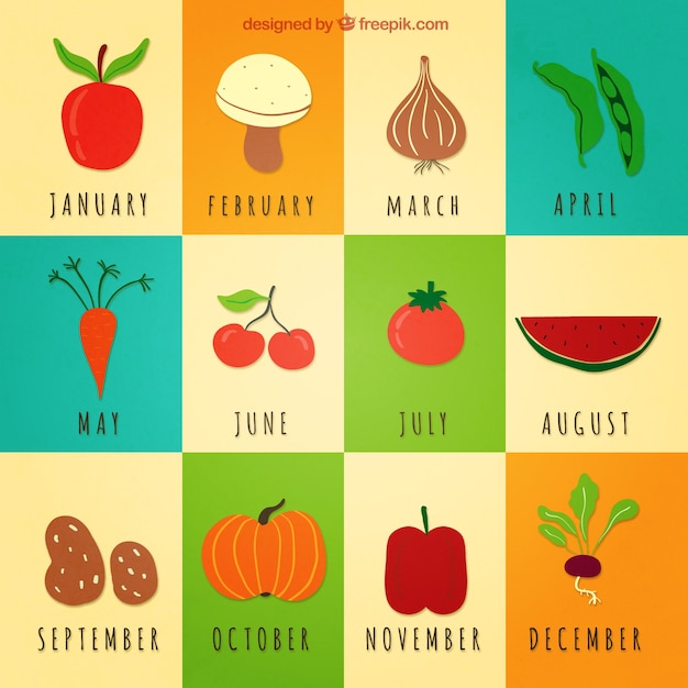 Vecteur gratuit légumes calendrier