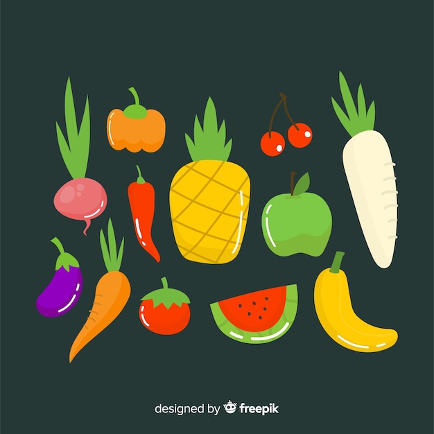 Vecteur gratuit légumes et fruits