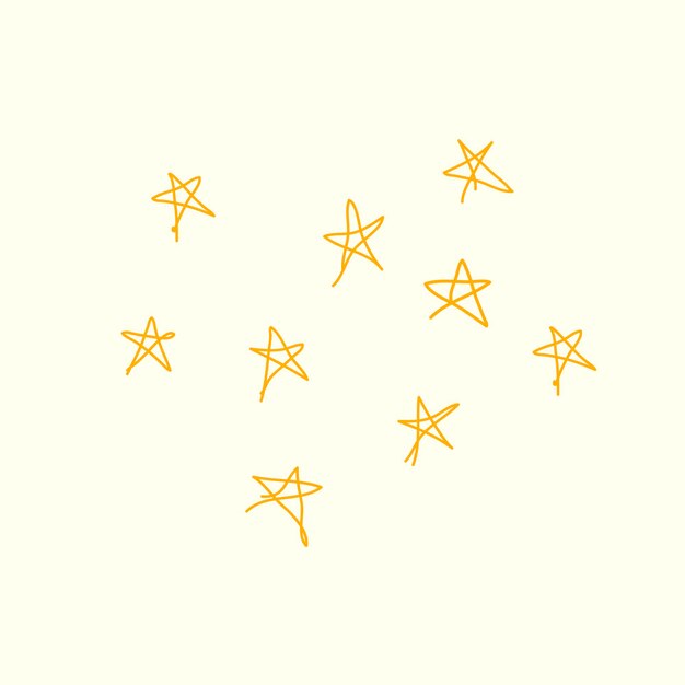 Élément de griffonnage d'étoiles jaunes, illustration vectorielle minimale dessinée à la main