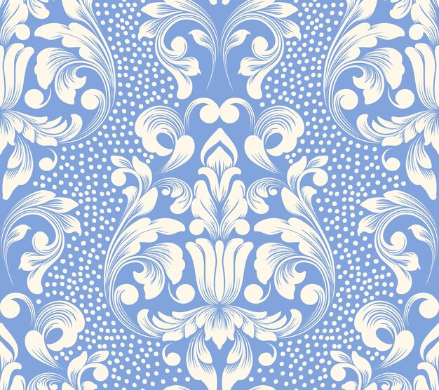 Élément de modèle sans couture damassé de vecteur. Ornement damassé à l'ancienne de luxe classique, texture transparente victorienne royale pour papiers peints, textile, emballage. Modèle baroque floral exquis.