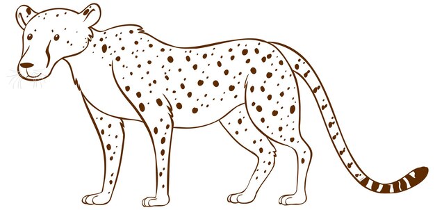 Léopard dans un style simple doodle sur fond blanc