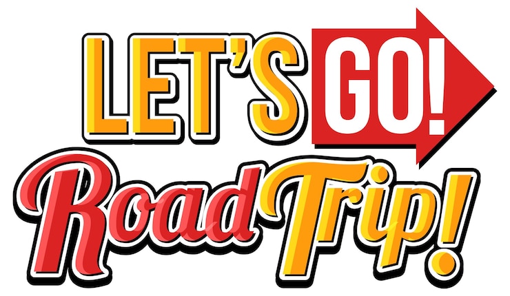 Vecteur gratuit let's go road trip icône sur fond blanc