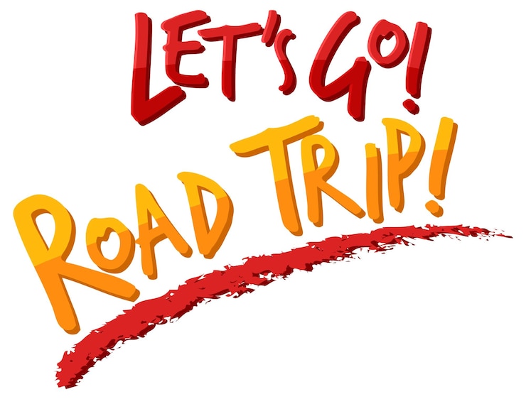 Vecteur gratuit let's go road trip icône sur fond blanc