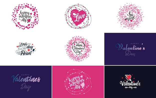 Vecteur gratuit lettrage be my valentine avec un motif en forme de cœur adapté aux cartes et invitations de la saint-valentin