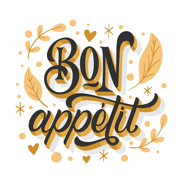 Lettrage de bon appétit dessiné à la main