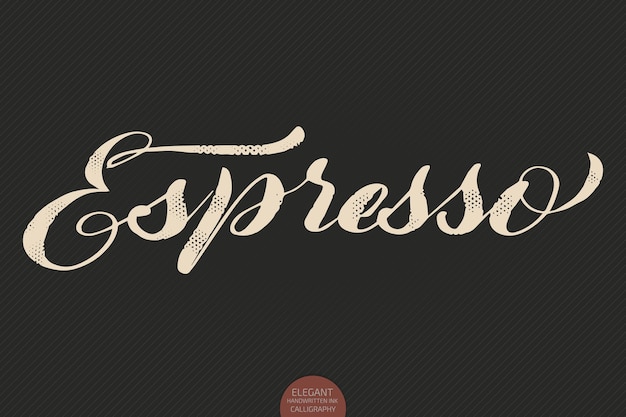 Vecteur gratuit lettrage de café. calligraphie de vecteur dessiné à la main espresso