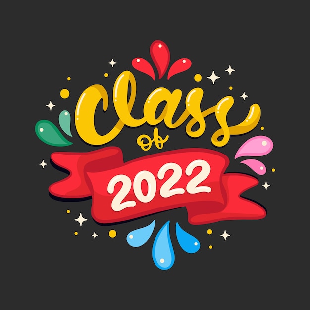 Vecteur gratuit lettrage de la classe 2022 dessiné à la main