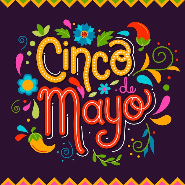 Lettrage coloré de cinco de mayo