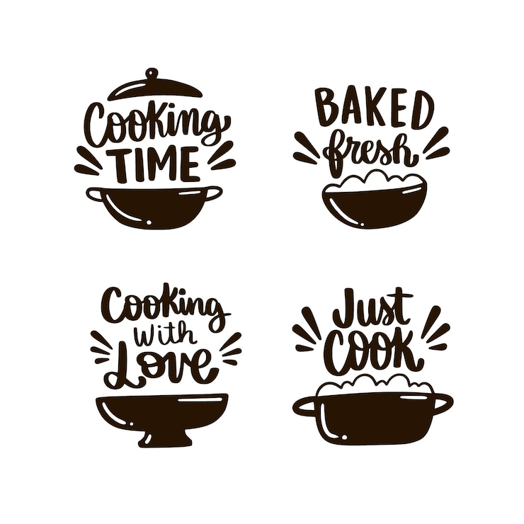 Vecteur gratuit lettrage de cuisine dessiné à la main