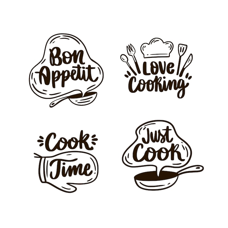 Vecteur gratuit lettrage de cuisine dessiné à la main