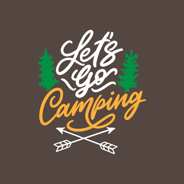 Lettrage Dessine A La Main Pour Les Citations De Camping Vecteur Premium