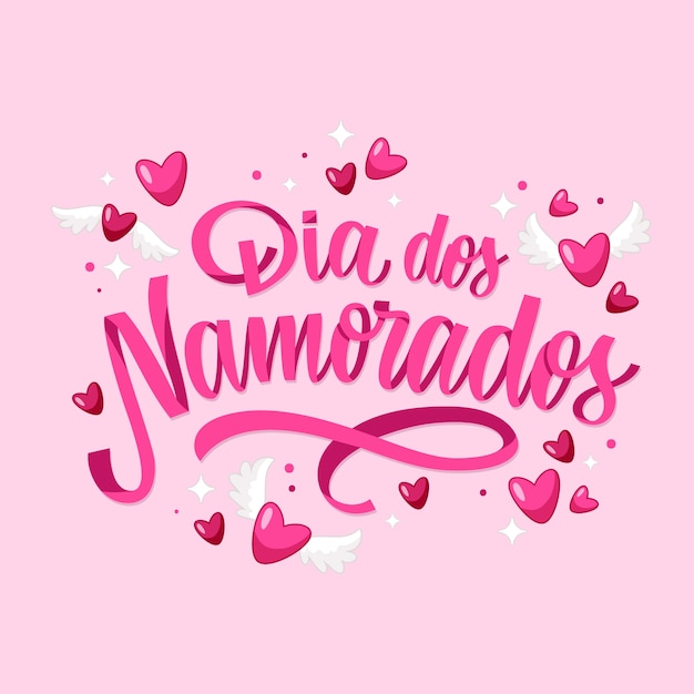 Lettrage Dia Dos Namorados Dessiné à La Main