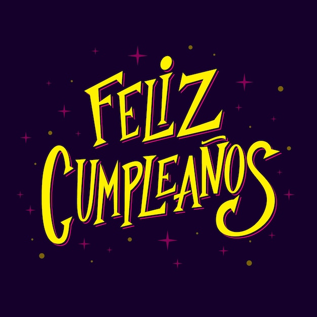 Lettrage Feliz Cumpleanos Jaune