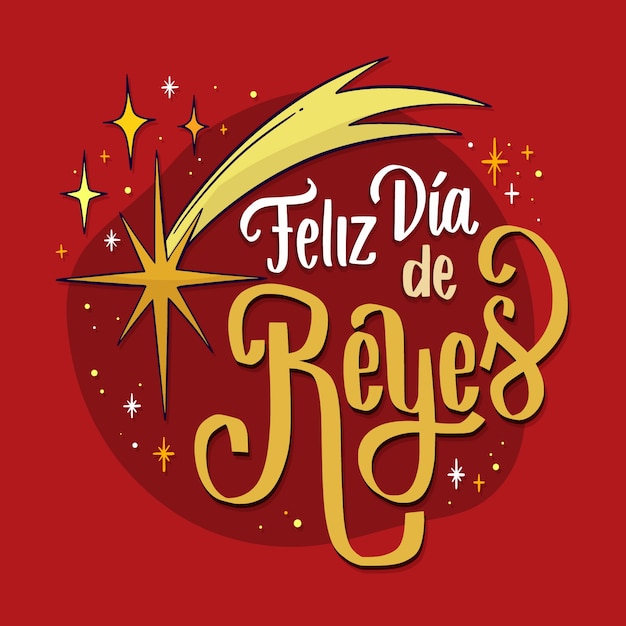 Lettrage Feliz Dia De Reyes Dessiné à La Main