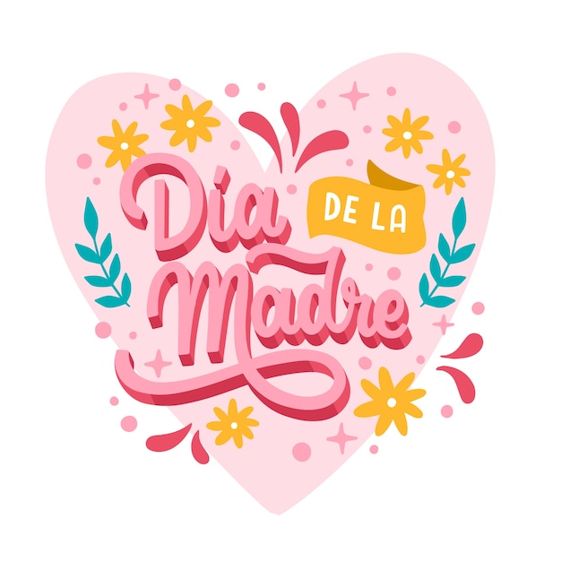 Lettrage de la fête des mères dessiné à la main en espagnol