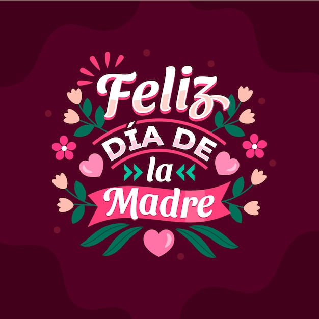 Lettrage de la fête des mères dessiné à la main en espagnol