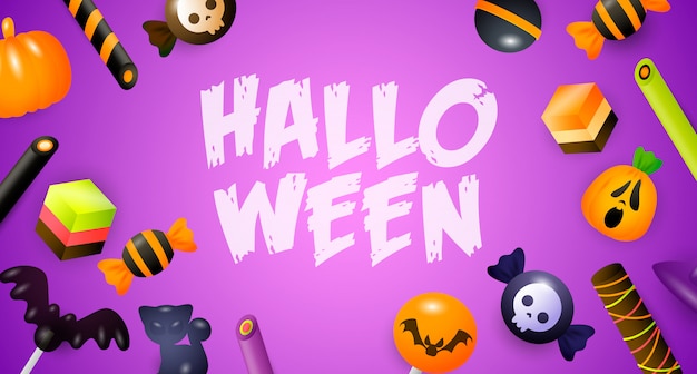 Lettrage d'Halloween avec des bonbons, des bonbons et des gâteaux