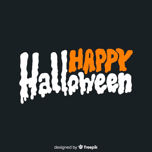 Vecteur gratuit lettrage d'halloween heureux blanc et orange