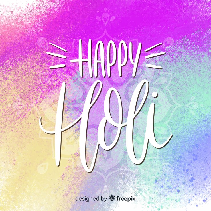 Vecteur gratuit lettrage holi fond festival