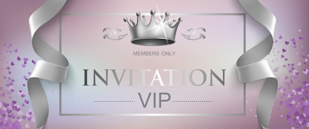 Lettrage d&#39;invitation VIP avec couronne en argent