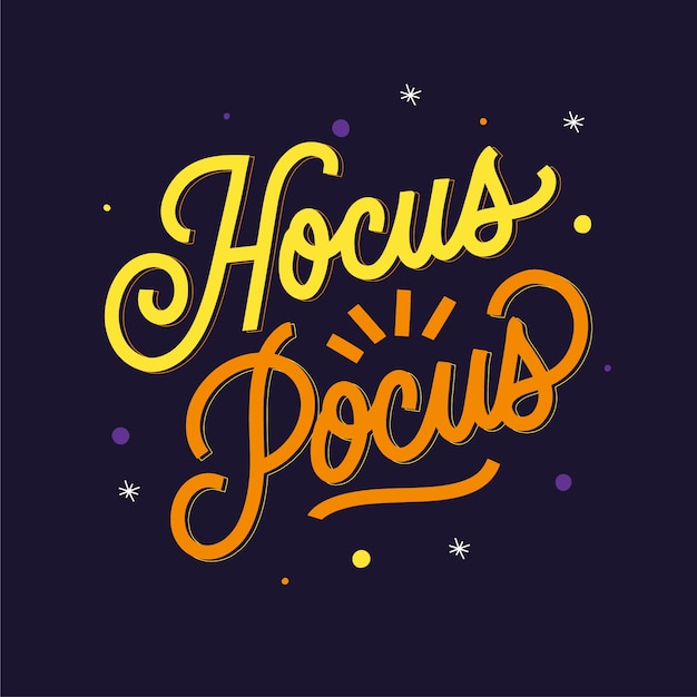 Vecteur gratuit lettrage plat halloween hocus pocus