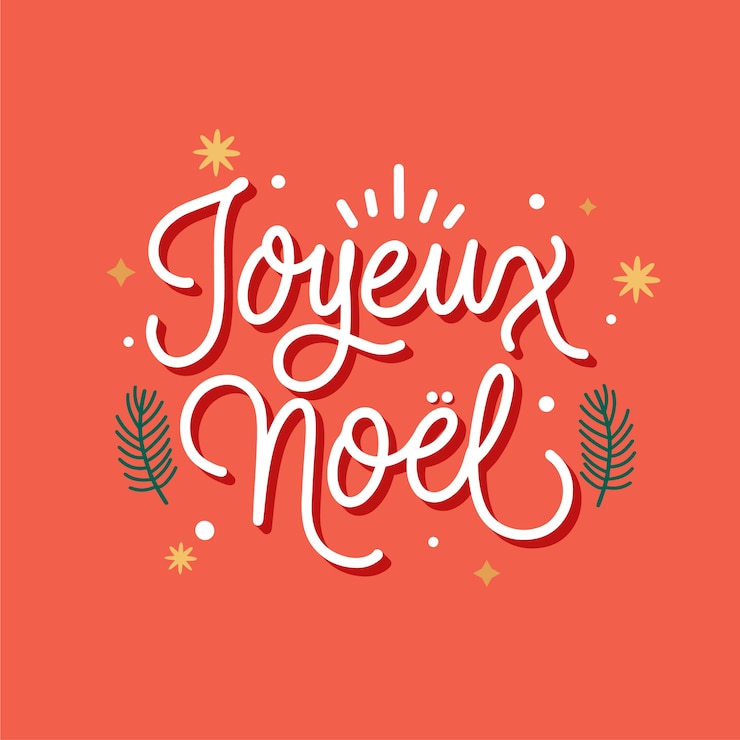 Vecteur gratuit lettrage de souhaits de noël en français