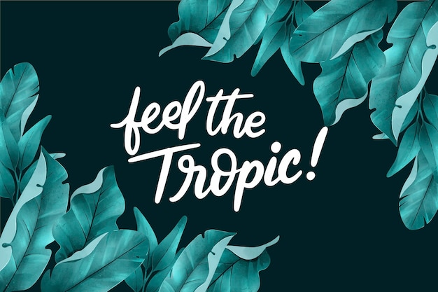 Lettrage tropical avec des feuilles