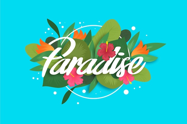Vecteur gratuit lettrage tropical avec paradis