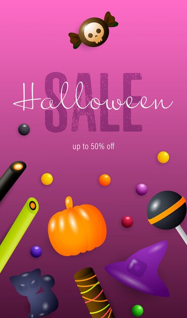 Lettrage de vente d'Halloween, bonbons et sucreries