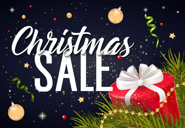 Lettrage de vente de Noël et boîte-cadeau