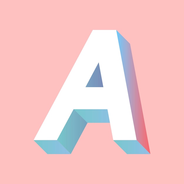 Vecteur gratuit lettre de l'alphabet isométrique un vecteur de typographie