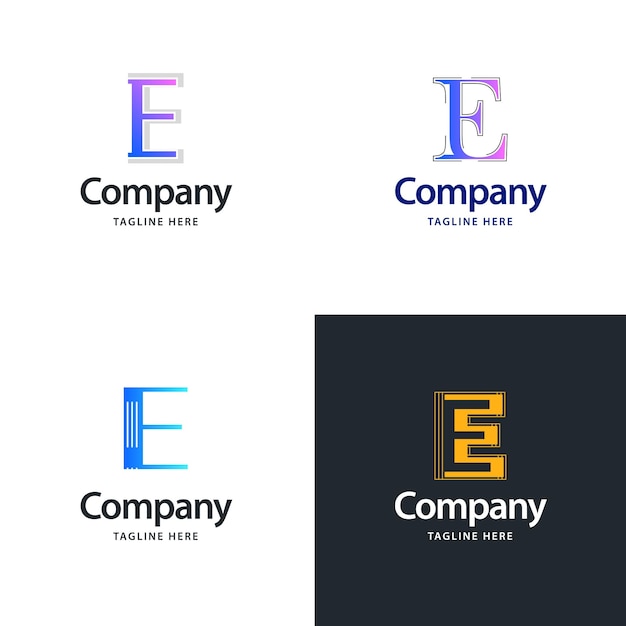 Vecteur gratuit lettre e big logo pack design création de logos modernes et créatifs pour votre entreprise