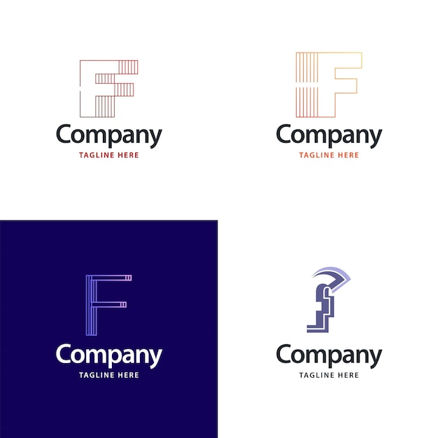 Lettre F Big Logo Pack Design Création De Logos Modernes Et Créatifs Pour Votre Entreprise Illustration Vectorielle De Nom De Marque