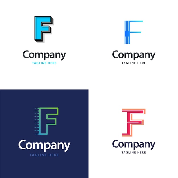 Lettre F Big Logo Pack Design Création De Logos Modernes Et Créatifs Pour Votre Entreprise Illustration Vectorielle De Nom De Marque