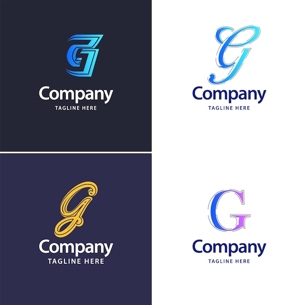 Vecteur gratuit lettre g big logo pack design création de logos modernes et créatifs pour votre entreprise