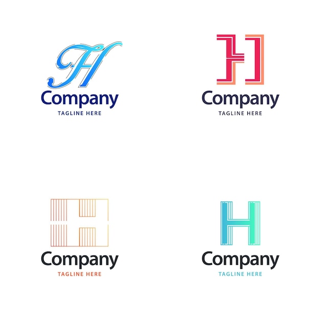 Lettre H Big Logo Pack Design Création De Logos Modernes Et Créatifs Pour Votre Entreprise Illustration Vectorielle De Nom De Marque