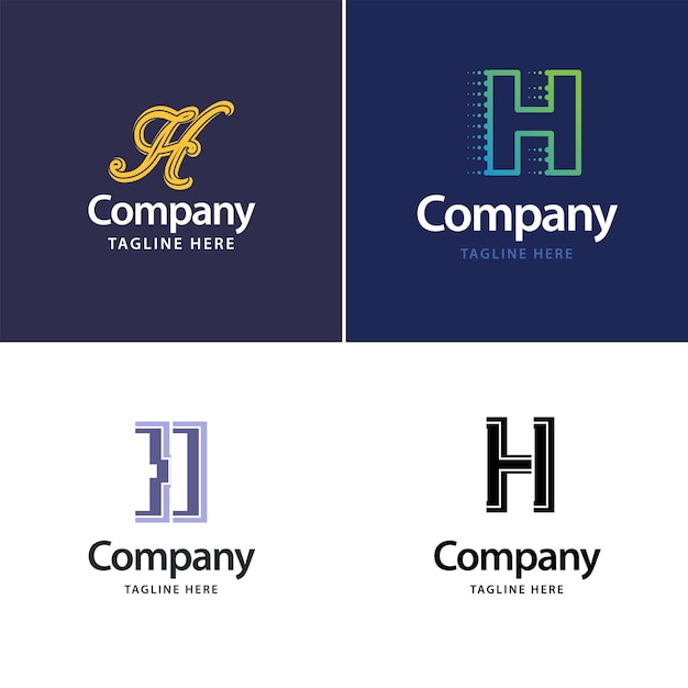 Lettre H Big Logo Pack Design Création De Logos Modernes Et Créatifs Pour Votre Entreprise Illustration Vectorielle De Nom De Marque