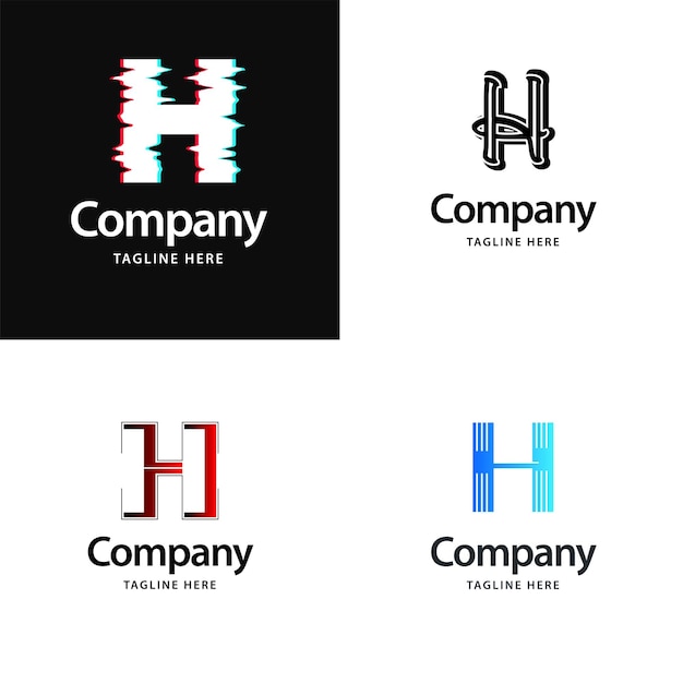 Vecteur gratuit lettre h big logo pack design création de logos modernes et créatifs pour votre entreprise