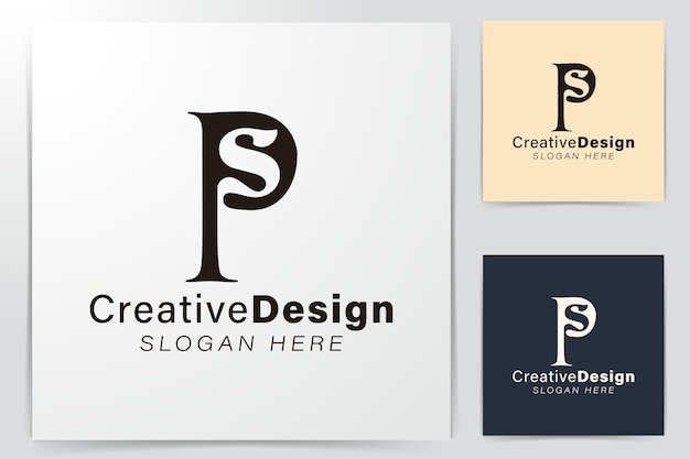 Lettre initiale PS Modern Logo Ideas. Création de logo d'inspiration. Illustration vectorielle de modèle. Isolé sur fond blanc