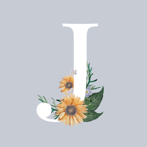 Lettre J avec des fleurs