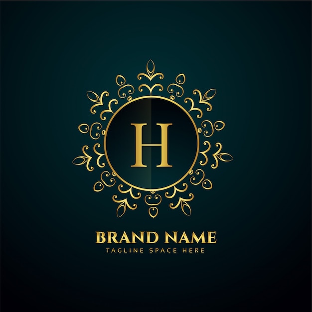 Vecteur gratuit lettre de luxe h oranmental logo doré