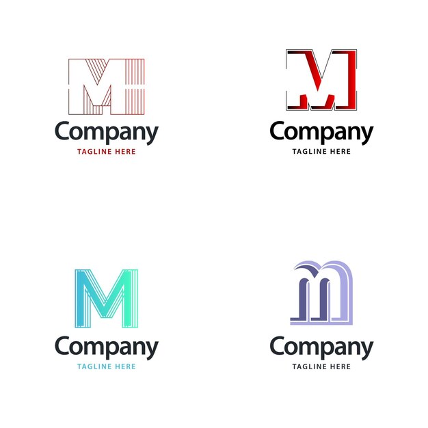 Lettre M Big Logo Pack Design Création de logos modernes et créatifs pour votre entreprise Illustration vectorielle de nom de marque