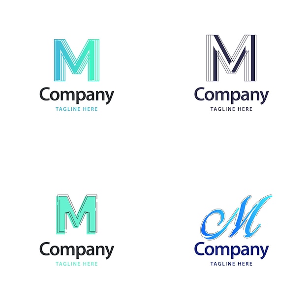 Vecteur gratuit lettre m big logo pack design création de logos modernes et créatifs pour votre entreprise illustration vectorielle de nom de marque