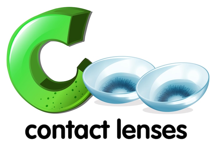 Vecteur gratuit une lettre c pour les lentilles de contact