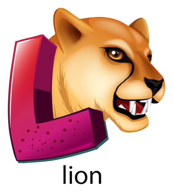 Vecteur gratuit une lettre l pour lion