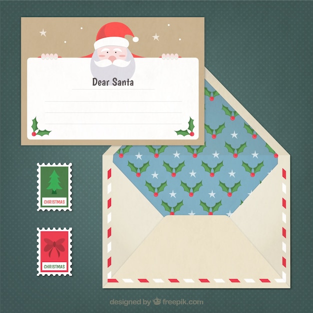 Lettre Pour Le Père Noël Et Jolie Enveloppe Avec Des Timbres