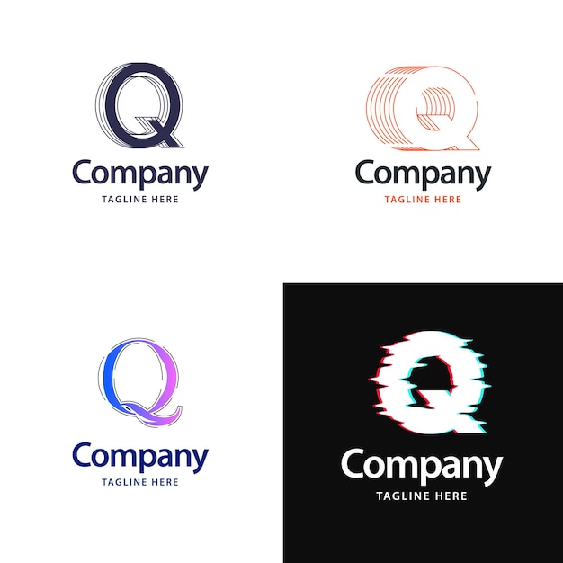 Vecteur gratuit lettre q big logo pack design création de logos modernes et créatifs pour votre entreprise