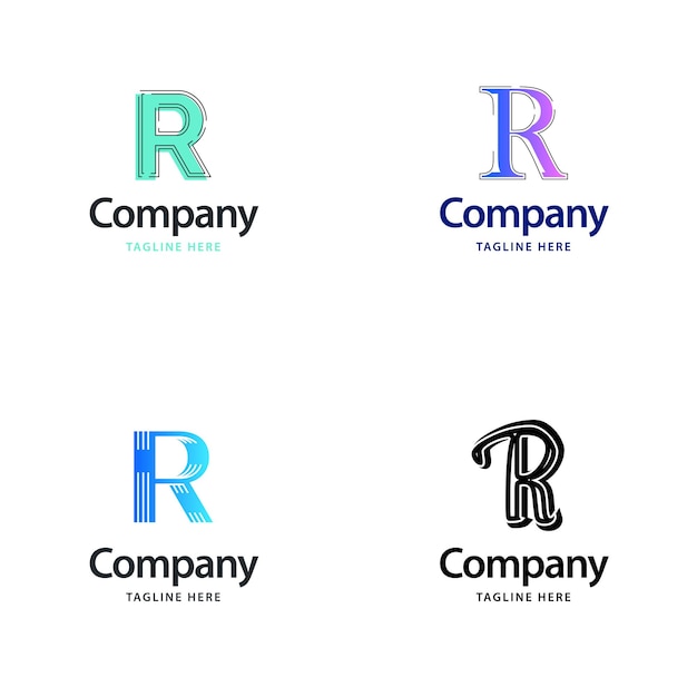 Vecteur gratuit lettre r big logo pack design création de logos modernes et créatifs pour votre entreprise