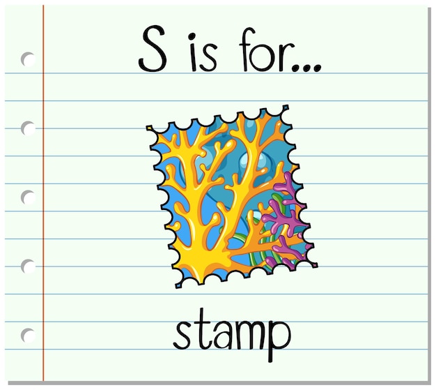 Vecteur gratuit la lettre s de flashcard est pour le timbre